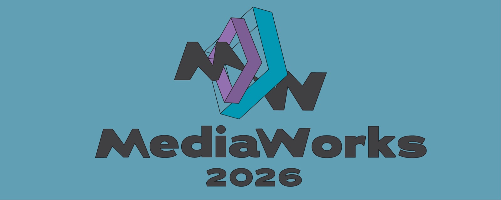 Initial MediaWorks 2026 banner design with the mirrored M/W mark