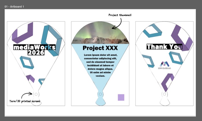 Folding fan layout with leaves